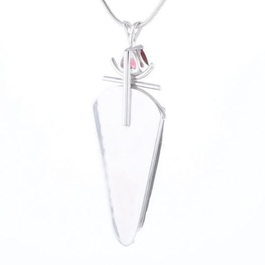 Druzy Quartz & Pink Trillion Tourmaline Necklace