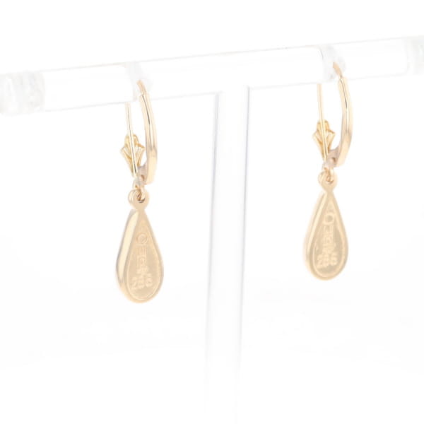 Gold Quartz Earrings Tear Drop Inlaid Lever Backs - G2
