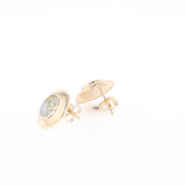 Superior Quality Gold Quartz Inlaid Circle Stud Earrings