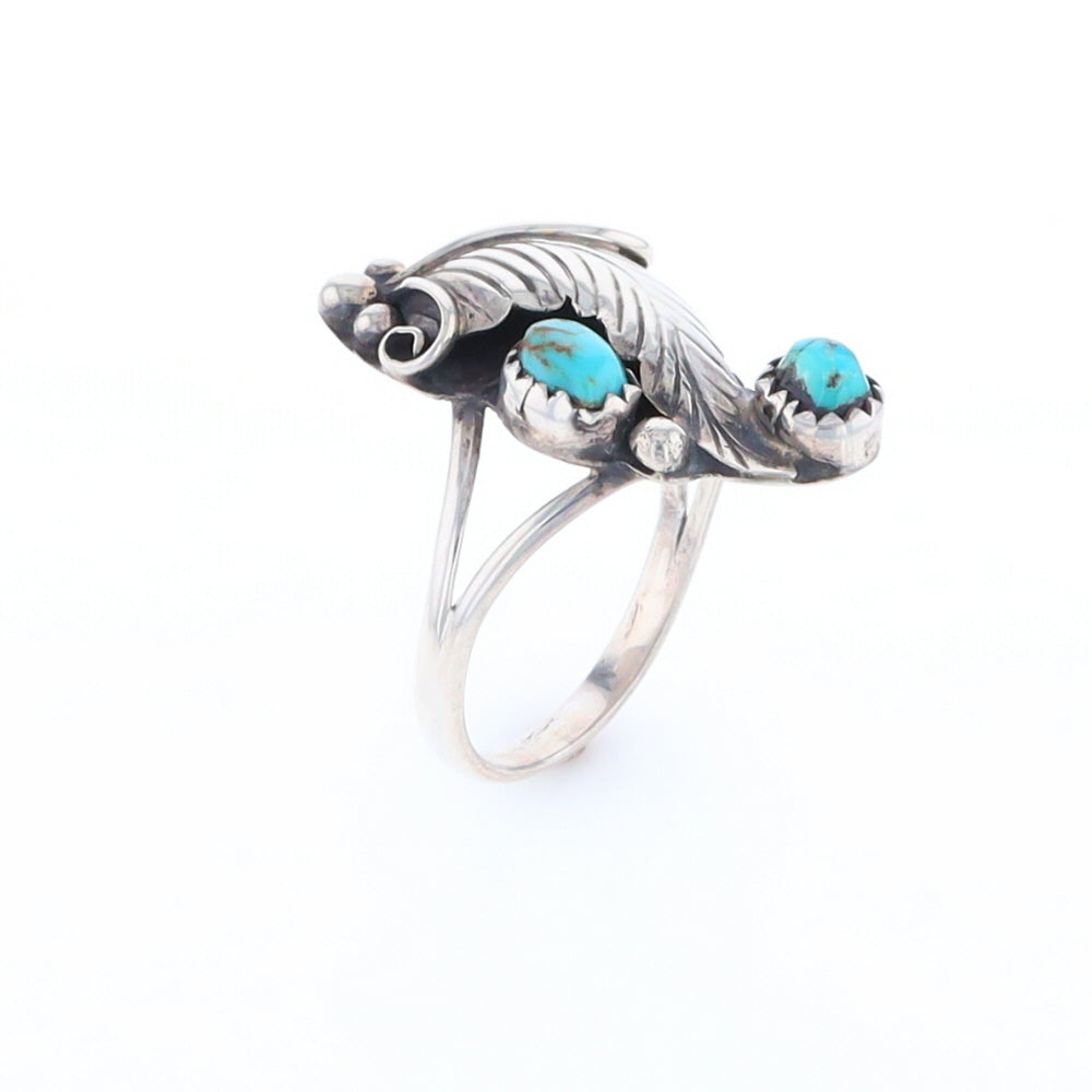 Native Turquoise Feather Ring