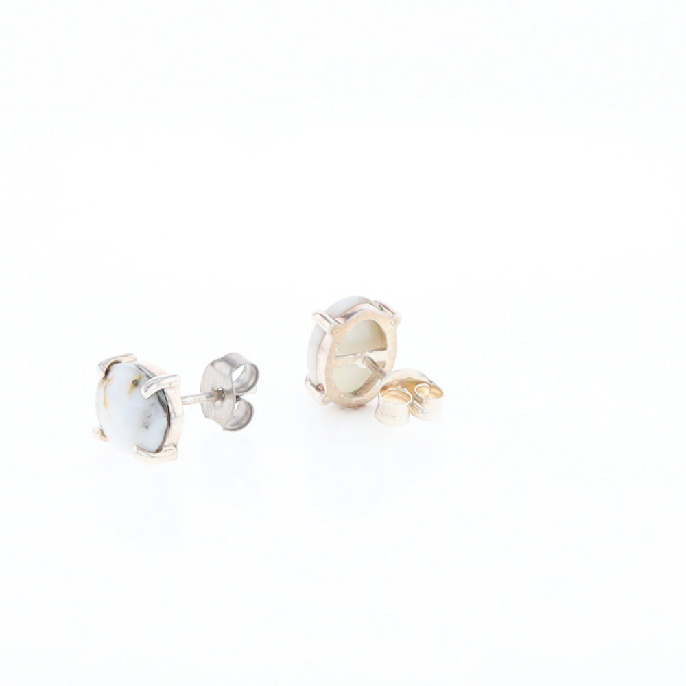 Gold Quartz Cabochon Stud Earrings