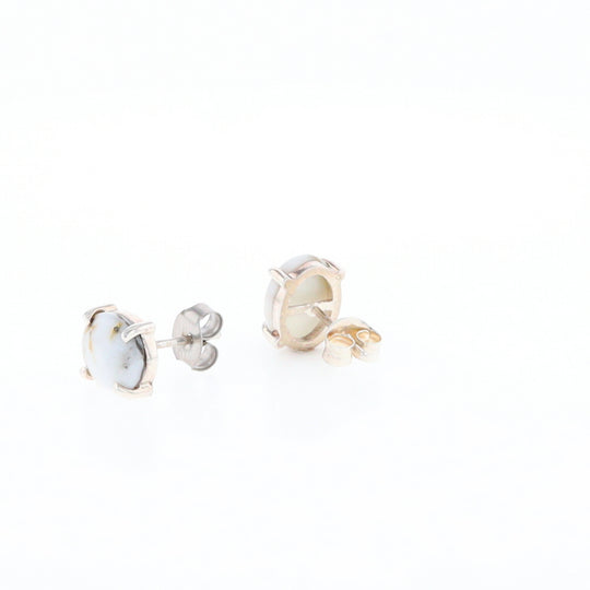 Gold Quartz Cabochon Stud Earrings