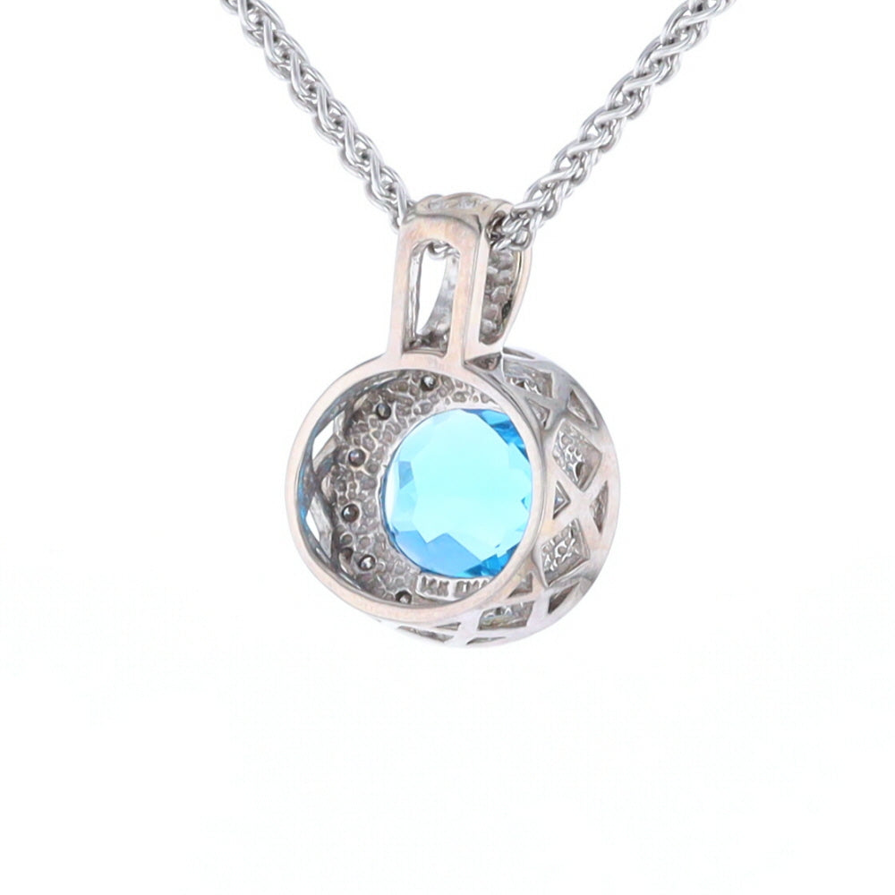 Blue Topaz Oval Halo Pendant