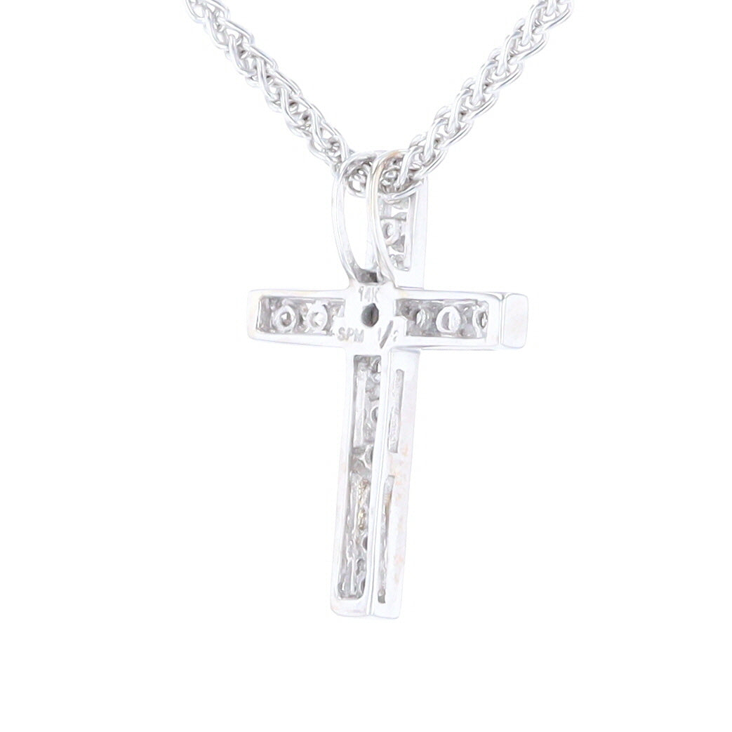 Channel Set Diamond Cross Pendant