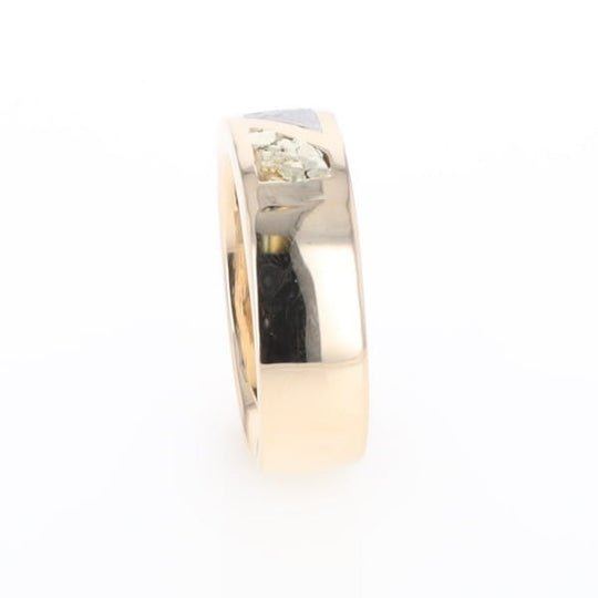 Meteorite Ring, Center Inlaid & Natural Nugget Sides