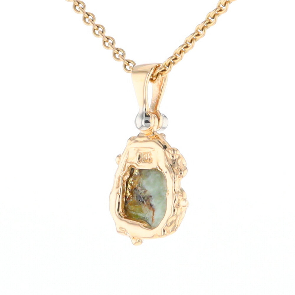 Serpentine & Gold Quartz Freeform Pendant