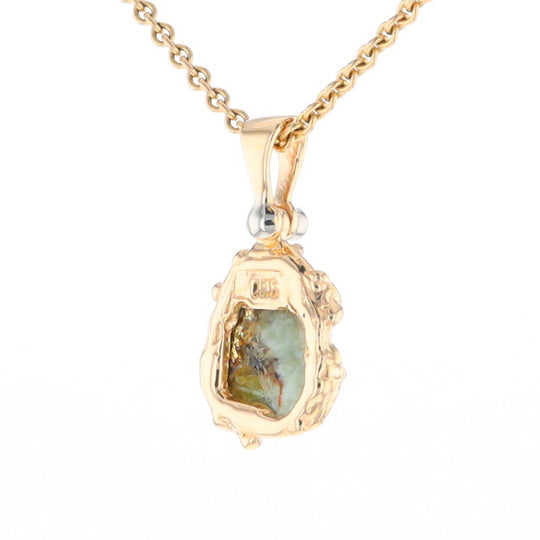 Serpentine & Gold Quartz Freeform Pendant