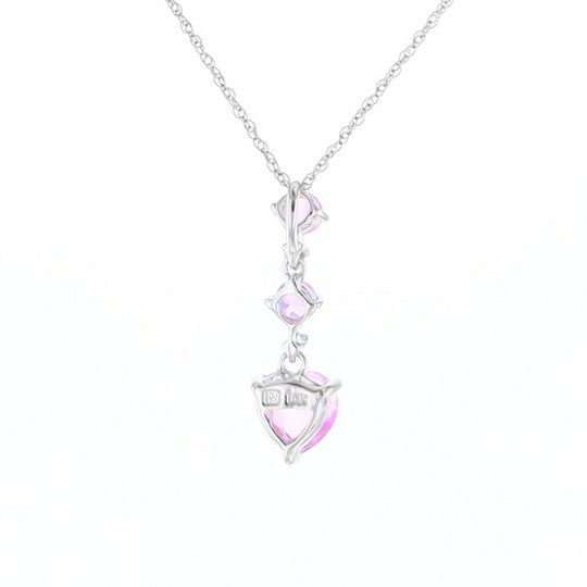 Synthetic Pink Sapphire Dangle Heart Necklace