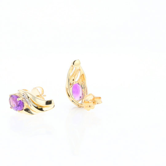 Amethyst and Diamond Pear Shaped Earrings