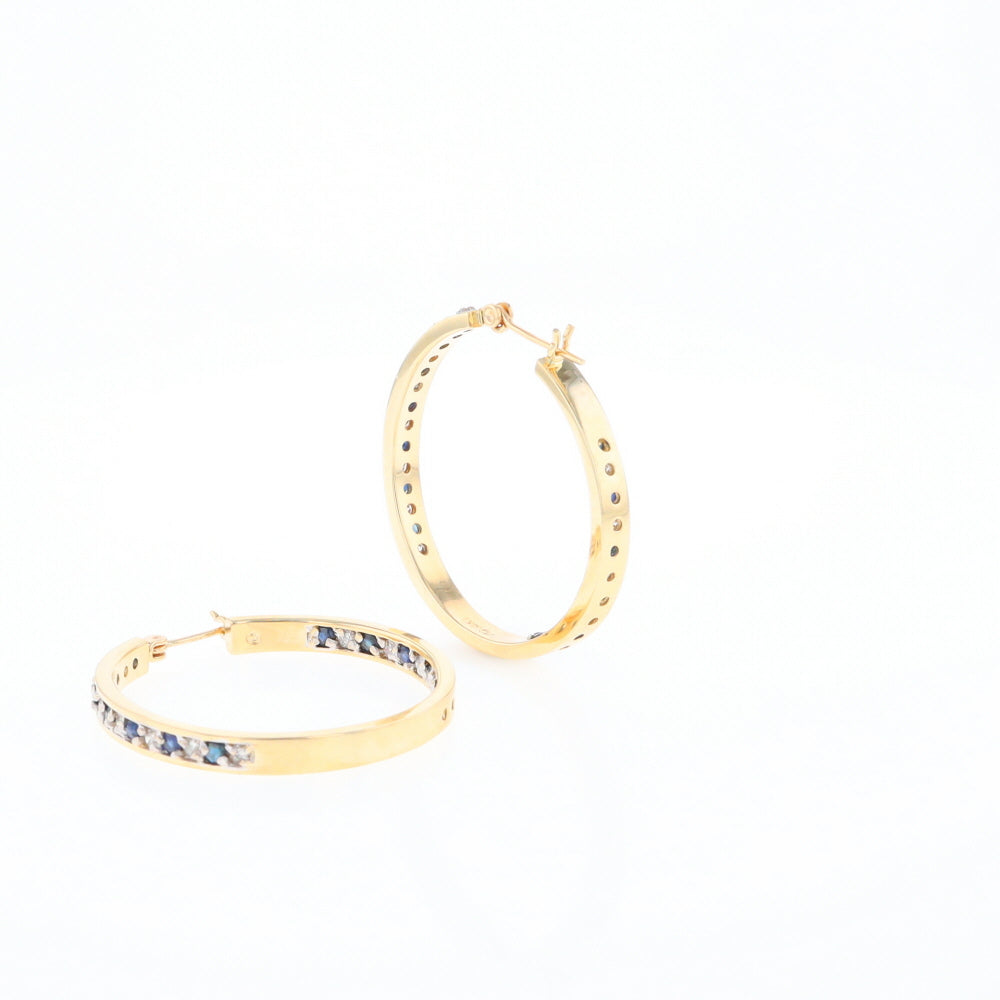 Sapphire & Diamond Hoop Earrings