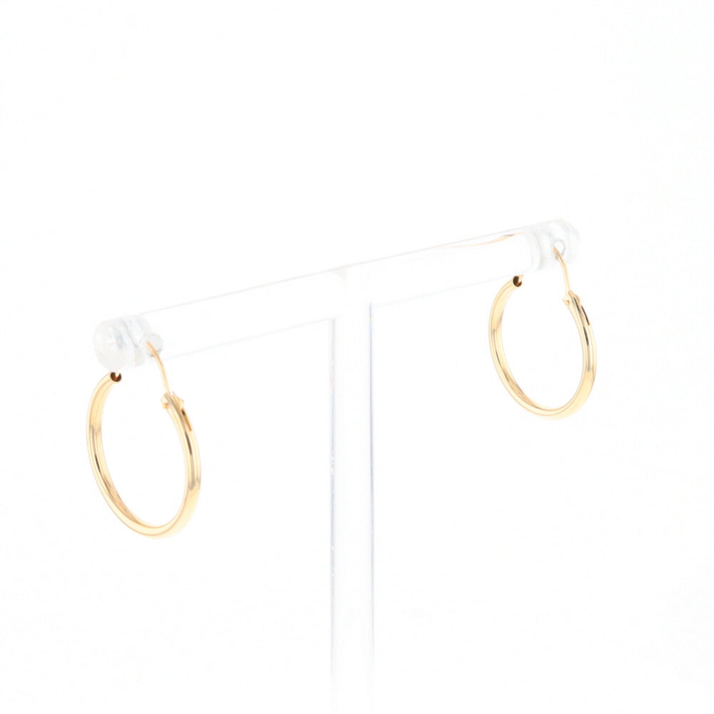 Gold Hollow Tube Hoop Earrings