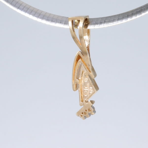 Opal Pendant Triangle Inlaid Design with .07ctw Round Diamonds