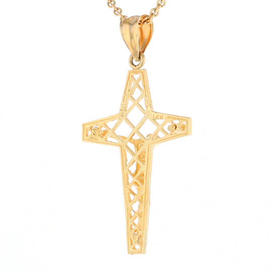 Gold Mesh Crucifix Pendant