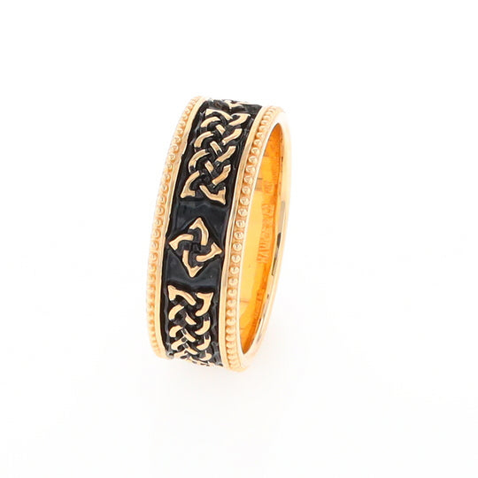 Celtic Knot Black and Gold Wedding Band