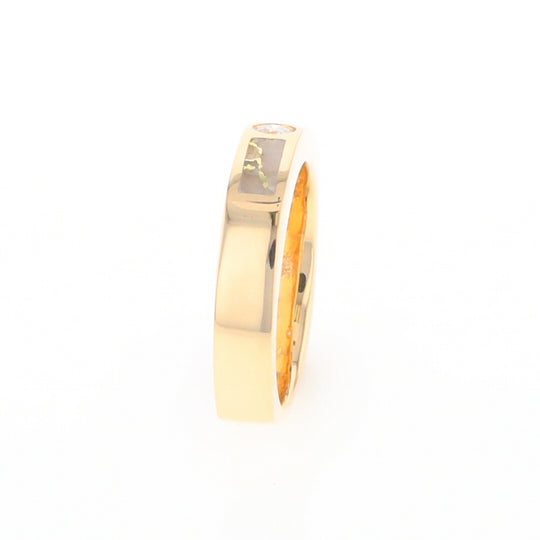 Gold Quartz Ring Double Sided Inlaid Design with .10ct Round Diamond G2