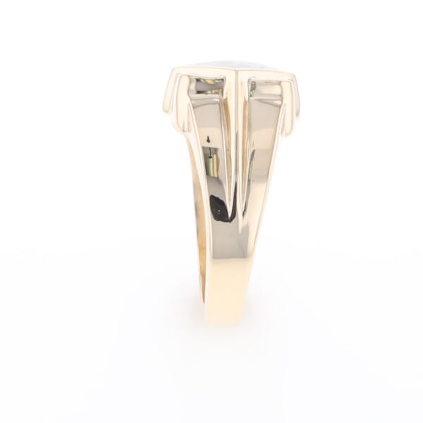 Natural Meteorite ring diamond shape inlaid design with .16ctw round diamonds