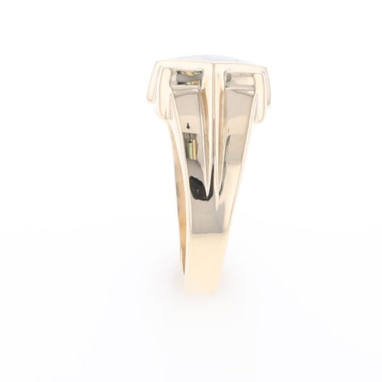 Natural Meteorite ring diamond shape inlaid design with .16ctw round diamonds