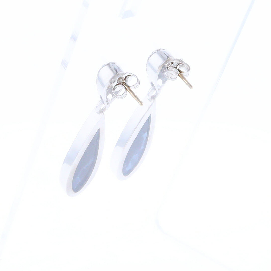 Natural Pietersite Inlaid Teardrop 0.22ctw Diamond Earrings