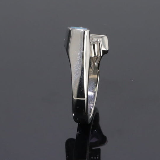 Opal Rings Geometric Inlaid Design with Tanzanite and .08ctw Diamonds