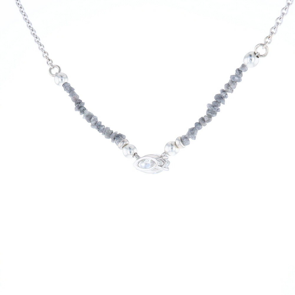 Marquise Diamond Necklace with Rough Diamond Beads