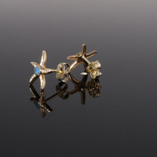Opal Earrings Inlaid Realistic Star Fish Design Studs