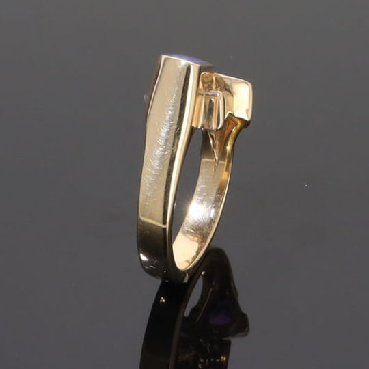 Opal Rings Geometric Inlaid with Amethyst and .08ctw Diamonds