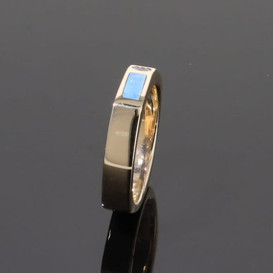 Opal Rings 2 Section Inlaid Design with Round Tanzanite