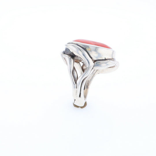 Native Oval Coral Free Form Ring