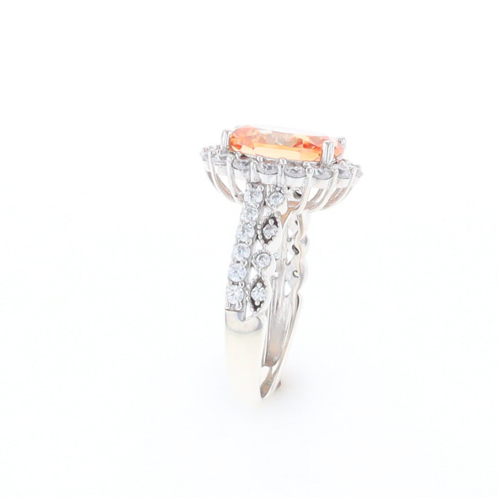 Peach Imitation Topaz Halo Ring