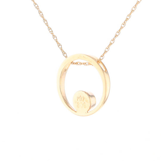 Gold Quartz Pendant Open Circle Design Round Inlay Pendant