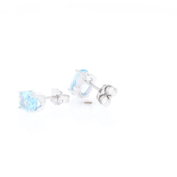 Oval Blue Topaz Stud Earrings