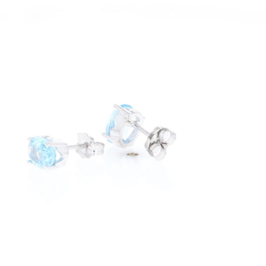 Oval Blue Topaz Stud Earrings
