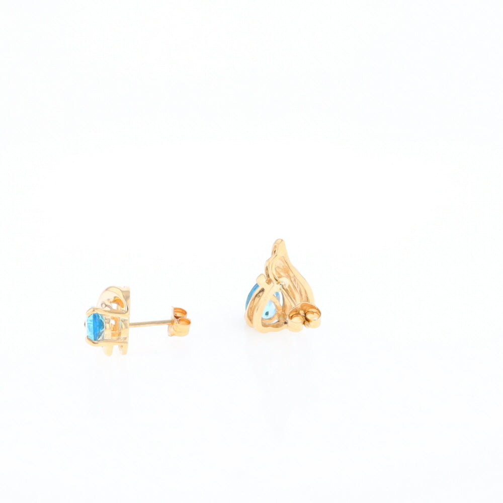 Blue Topaz Swirl Pear Stud Earrings