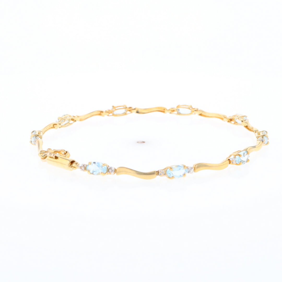 Aquamarine and Diamond Tennis Bracelet