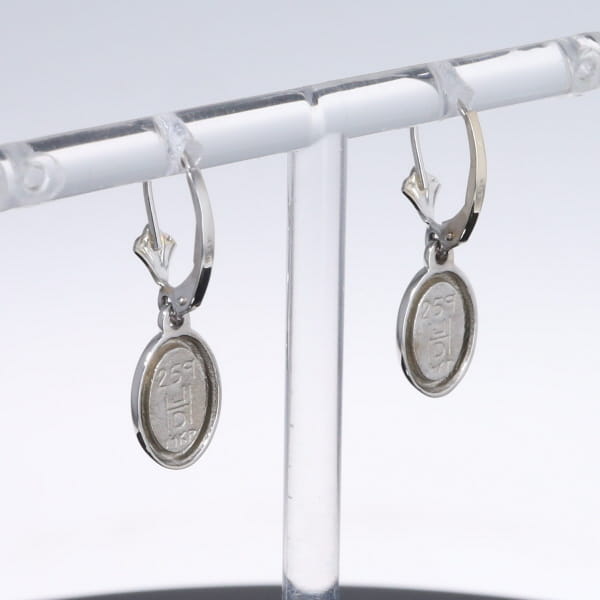 Opal Earrings Oval Inlaid Design Lever Backs