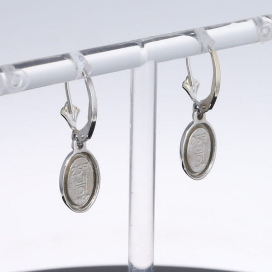 Opal Earrings Oval Inlaid Design Lever Backs
