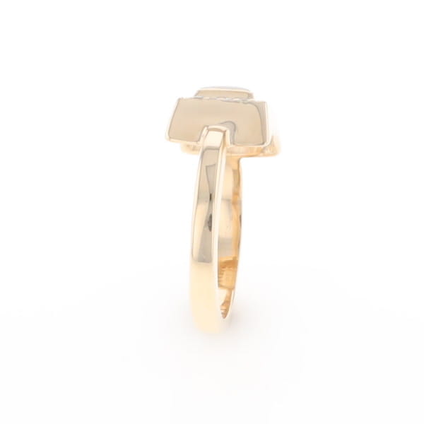 Gold Quartz Ring Square Inlaid Halo .14ctw Diamonds Design