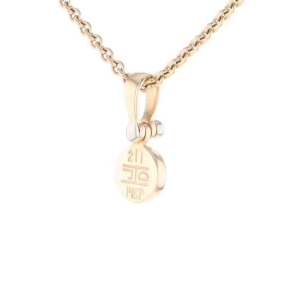 Gold Quartz Necklace Round Inlaid Pendant with .02ct Round Diamond