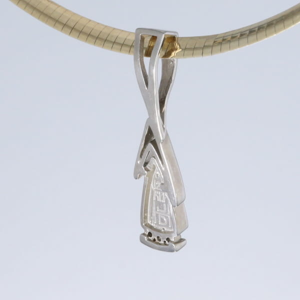 Opal Pendant Triangle Inlaid Design with .06ctw Round Diamonds