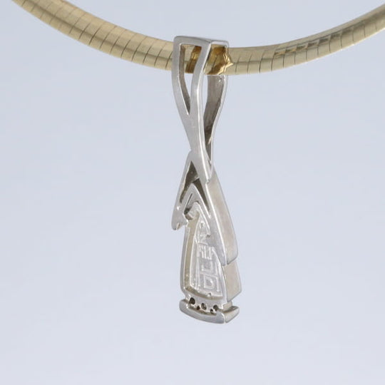 Opal Pendant Triangle Inlaid Design with .06ctw Round Diamonds