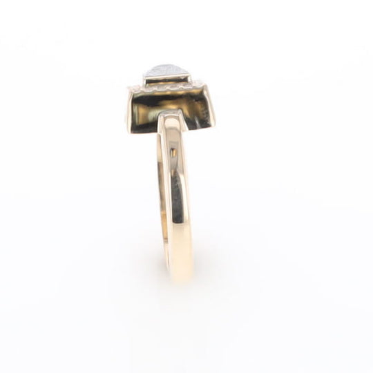 Meteorite Ring Square Inlaid Halo .14ctw Diamonds Design