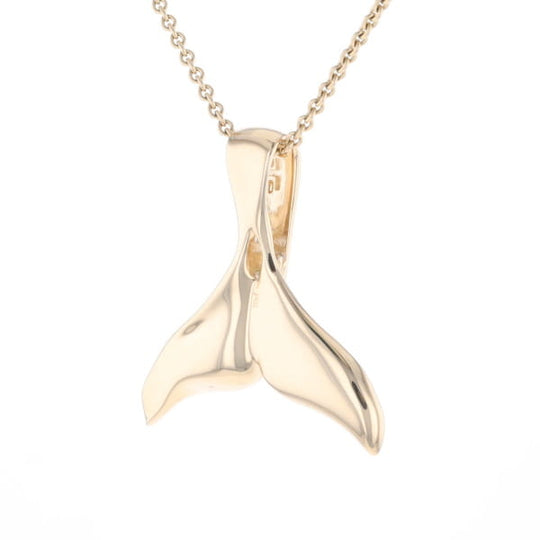 Whale Tail Natural Gold Quartz Single Side Inlaid Pendant