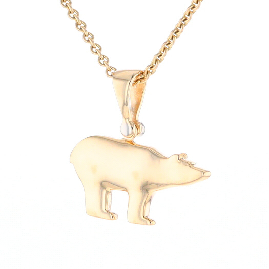Gold Quartz Inlaid Polar Bear Pendant