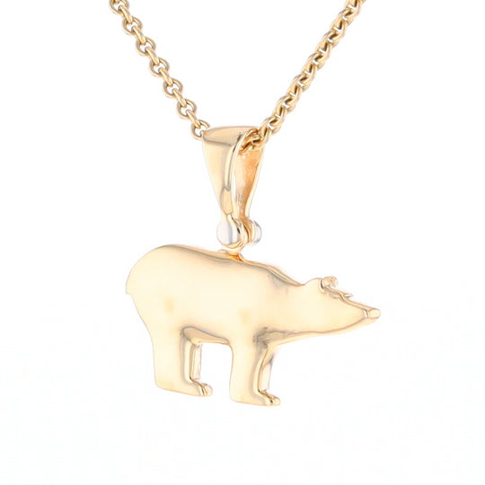 Gold Quartz Inlaid Polar Bear Pendant