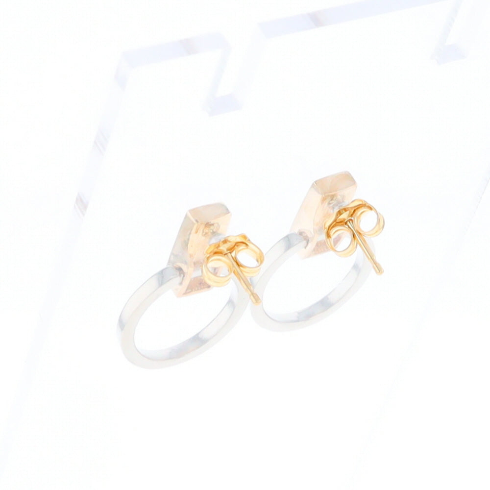 Gold Quartz Rectangle Inlaid Knocker Earrings - G2