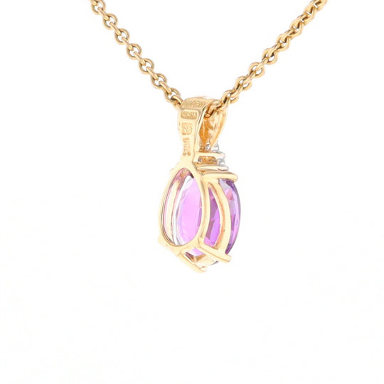 Oval Amethyst Diamond Pendant