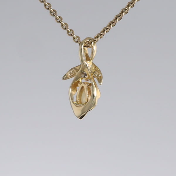 Pear-leaf Opal and Diamond Pendant