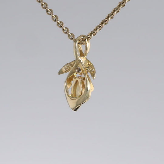 Pear-leaf Opal and Diamond Pendant