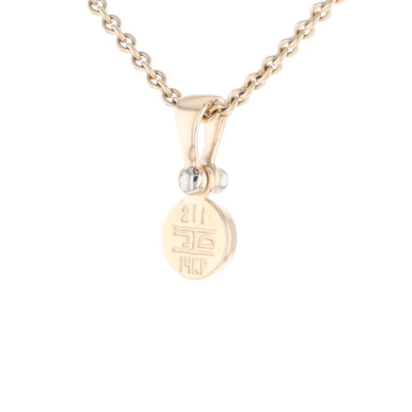 Gold Quartz Necklace Round Inlaid Pendant with .02ct Diamond