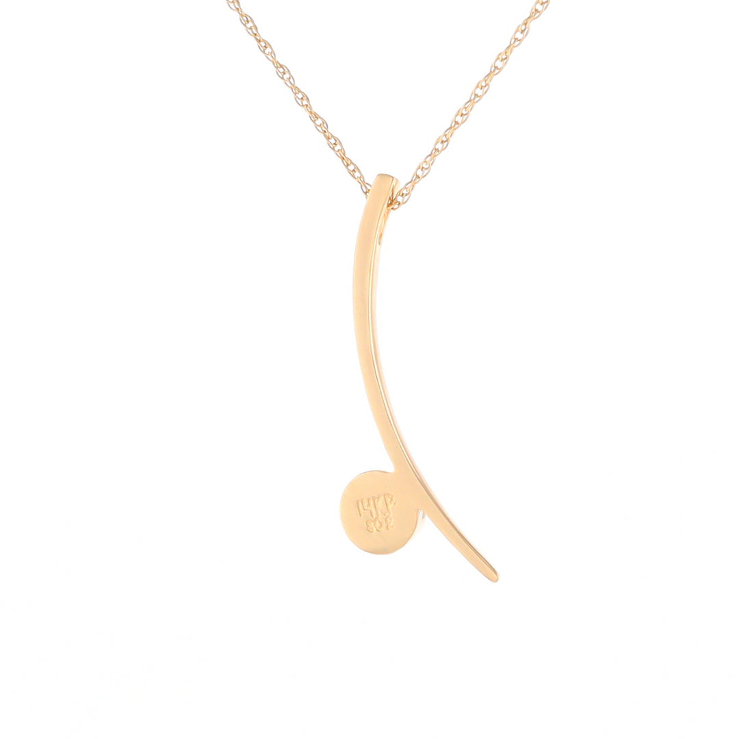 Gold Quartz Necklace Round Inlay Curved Bar Design Pendant